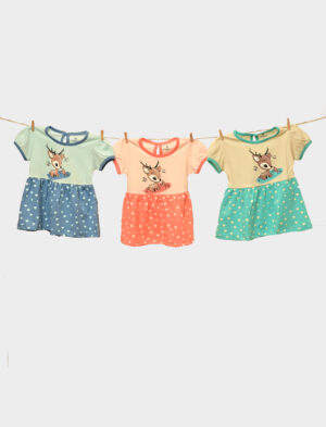 Infant Cotton Frocks - Reindeer Print